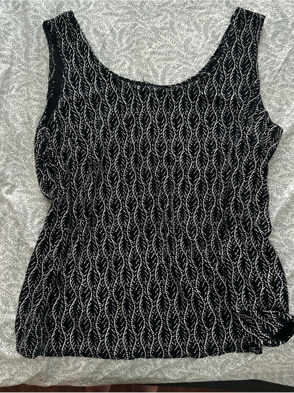 Black Patterned Sleeveless Women's Tank Top